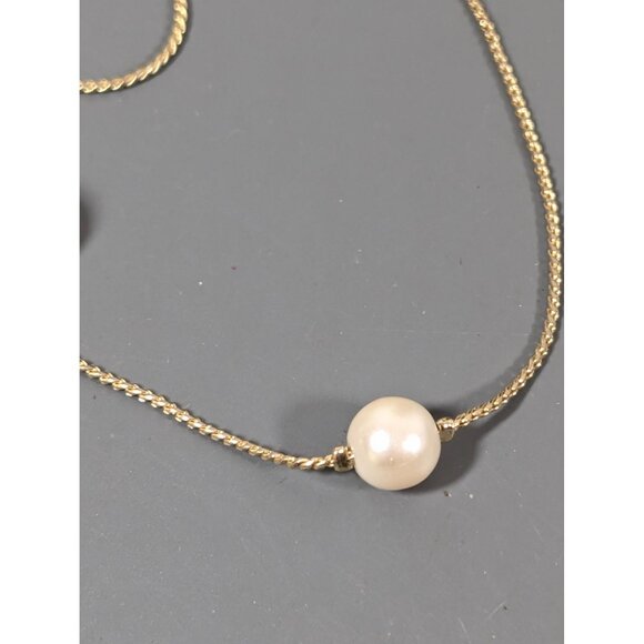 Retro Gold Tone Filigree Ball Faux Pearl Station Chain Long Layering Necklace 36 - Picture 8 of 9